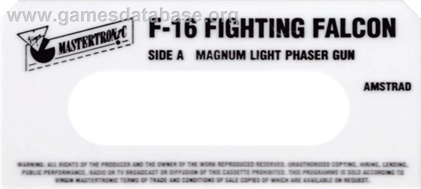 F-16 Fighting Falcon - Amstrad CPC - Artwork - Cartridge Top