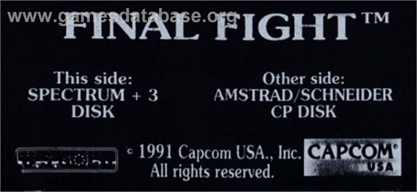 Final Fight - Amstrad CPC - Artwork - Cartridge Top