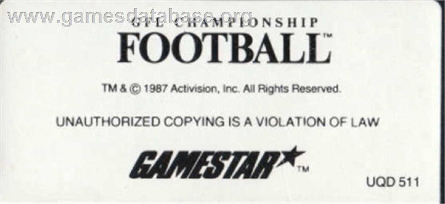 GFL Championship Football - Amstrad CPC - Artwork - Cartridge Top