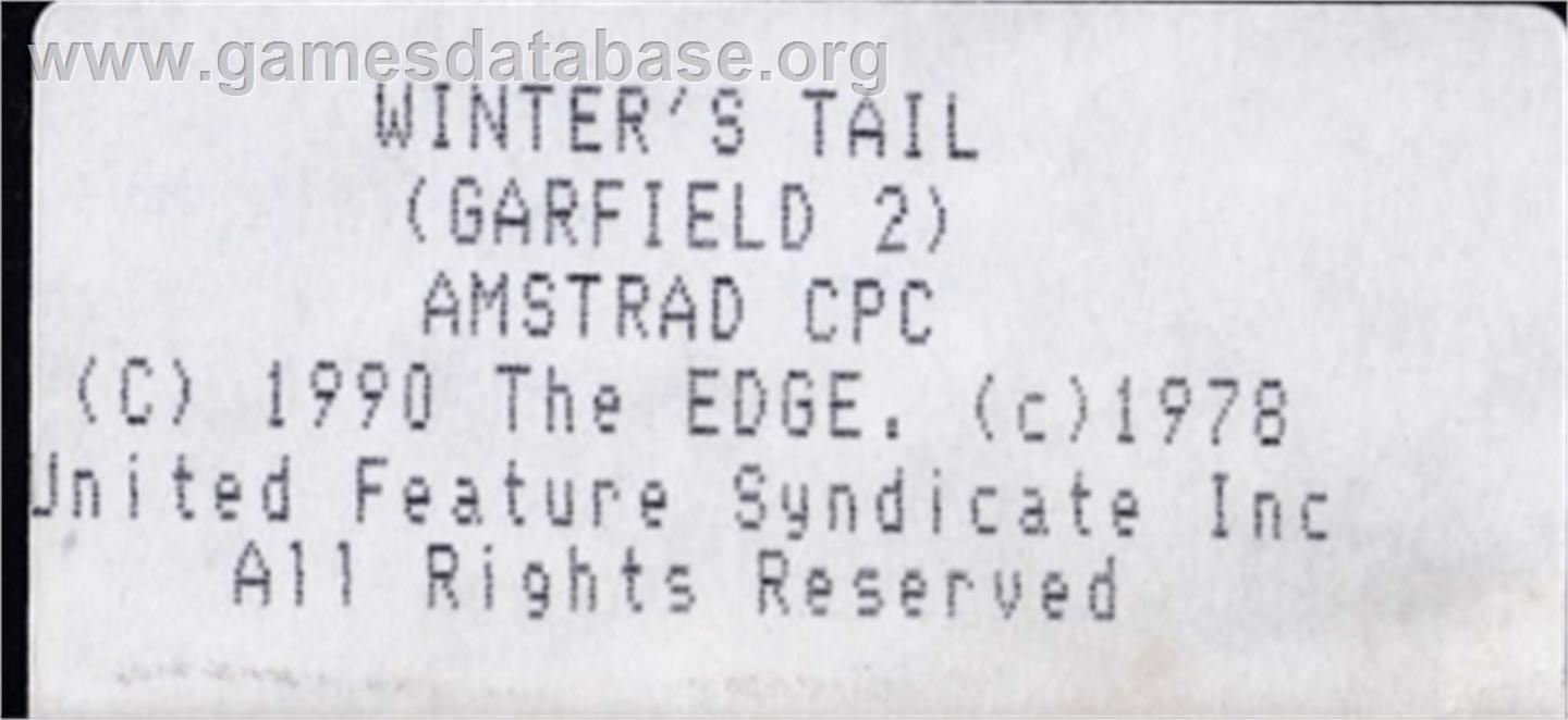 Garfield: Winter's Tail - Amstrad CPC - Artwork - Cartridge Top