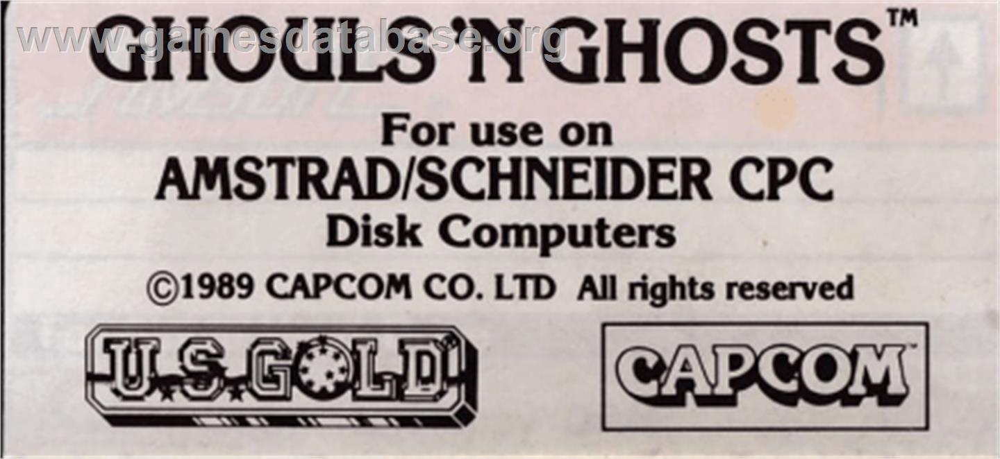 Ghouls'n Ghosts - Amstrad CPC - Artwork - Cartridge Top