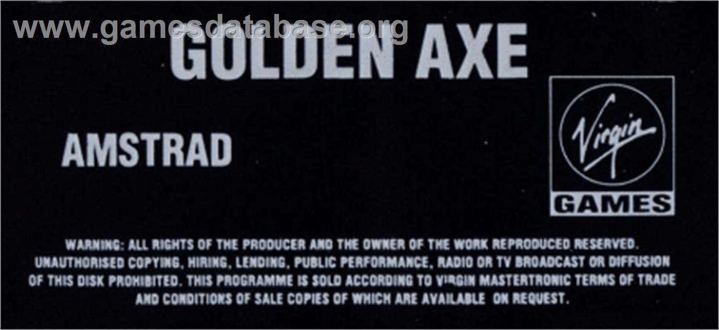 Golden Axe - Amstrad CPC - Artwork - Cartridge Top