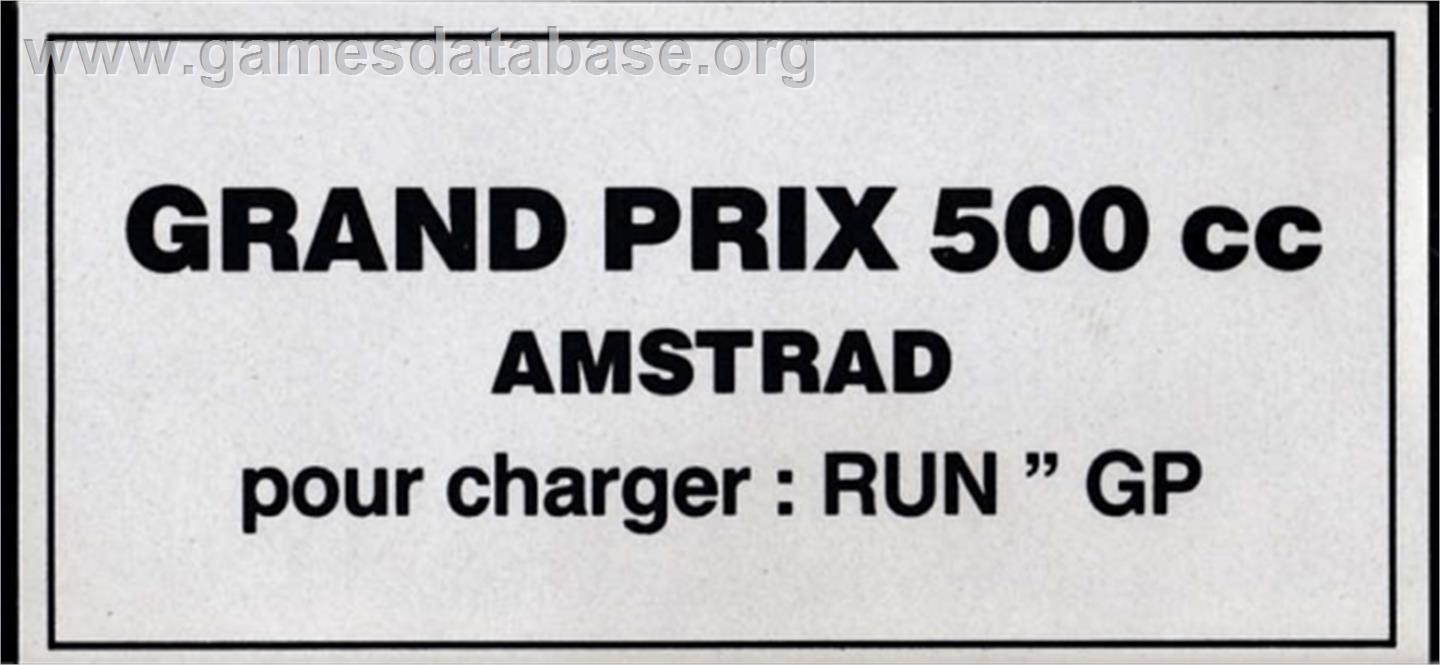 Grand Prix 500 2 - Amstrad CPC - Artwork - Cartridge Top