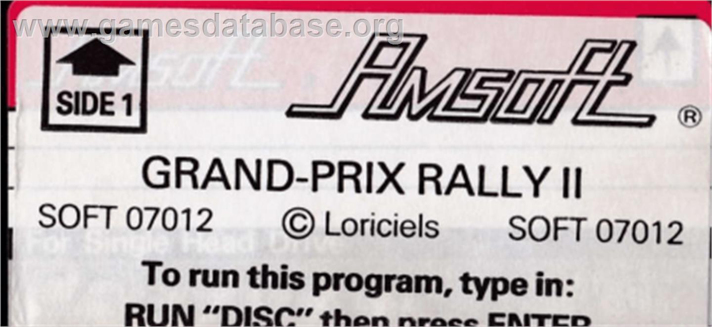 Grand Prix Rally II - Amstrad CPC - Artwork - Cartridge Top