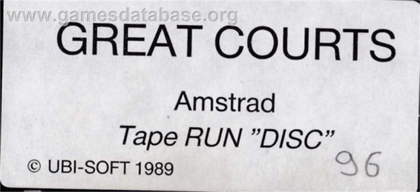 Great Courts - Amstrad CPC - Artwork - Cartridge Top