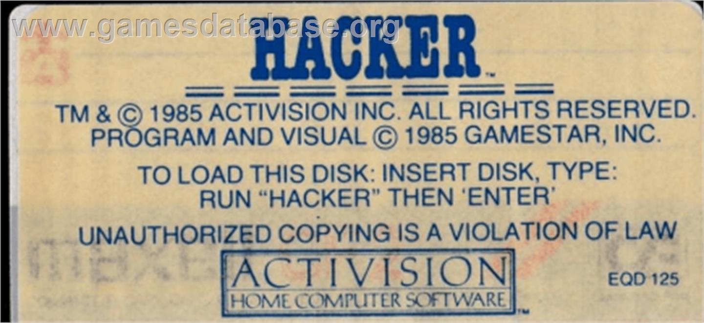 Hacker - Amstrad CPC - Artwork - Cartridge Top