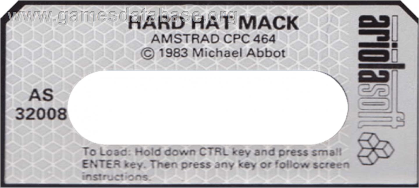 Hard Hat Mack - Amstrad CPC - Artwork - Cartridge Top