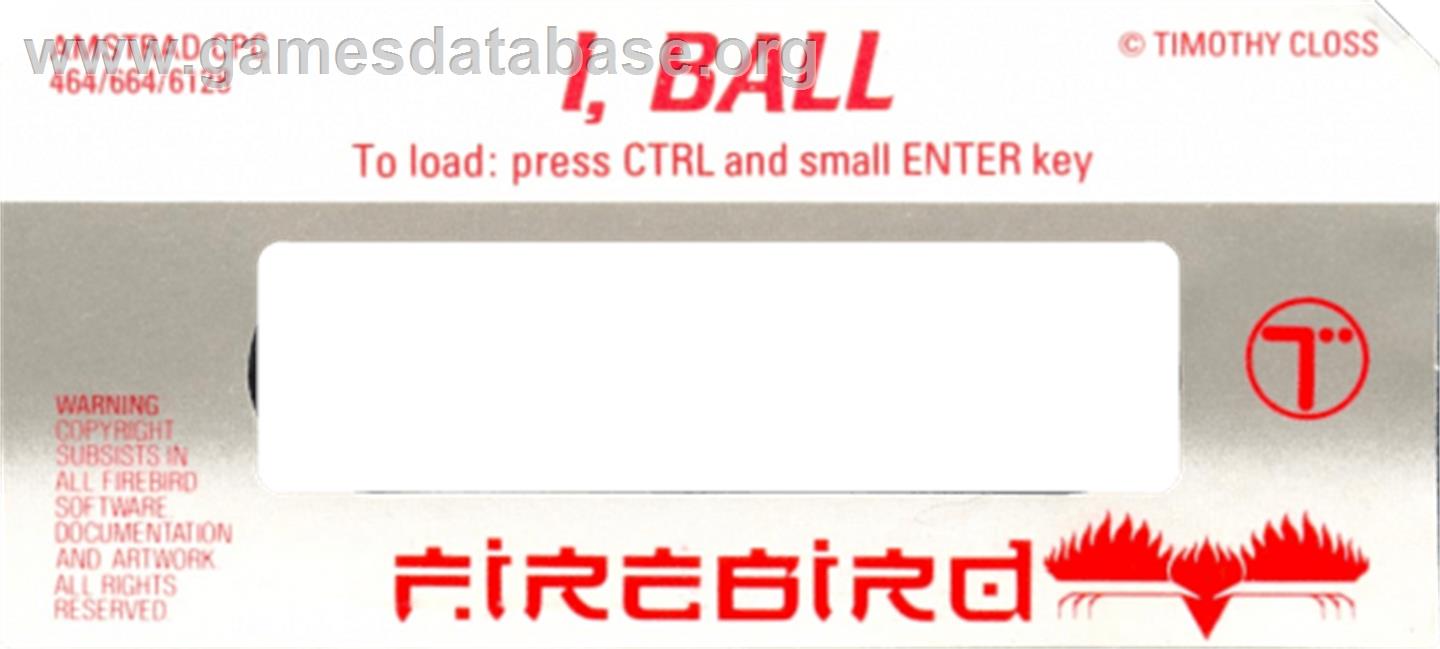I, Ball - Amstrad CPC - Artwork - Cartridge Top