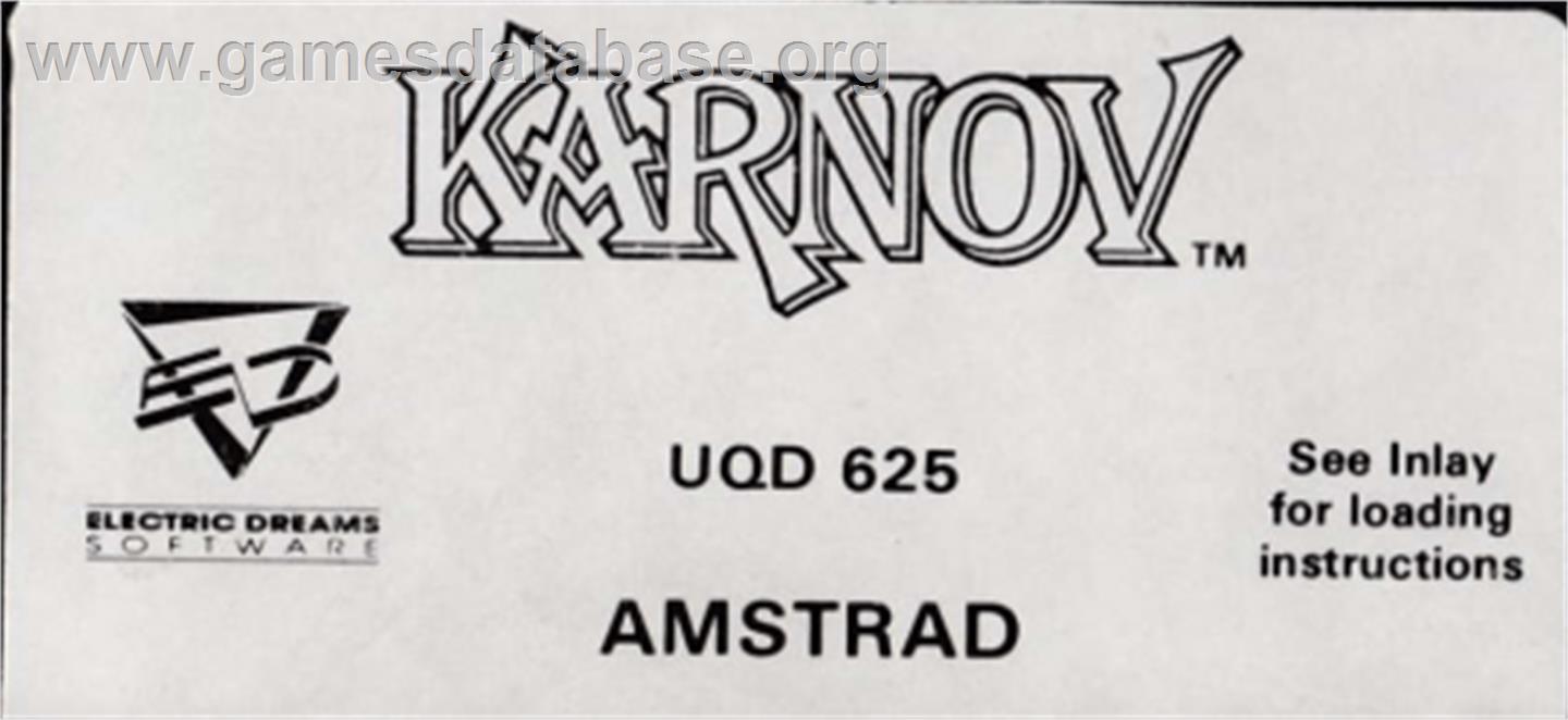 Karnov - Amstrad CPC - Artwork - Cartridge Top