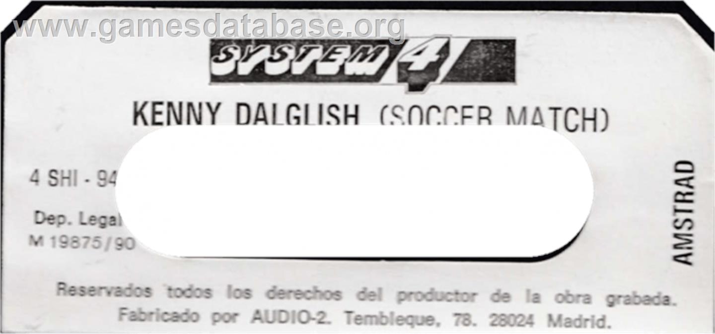 Kenny Dalglish Soccer Match - Amstrad CPC - Artwork - Cartridge Top