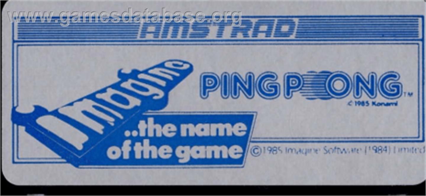 Konami's Ping Pong - Amstrad CPC - Artwork - Cartridge Top