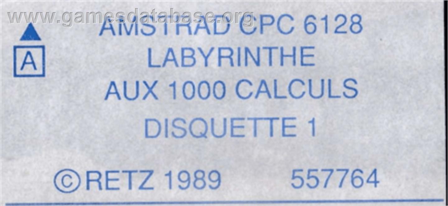 Labyrinthe Aux Mille Calculs, Le - Amstrad CPC - Artwork - Cartridge Top
