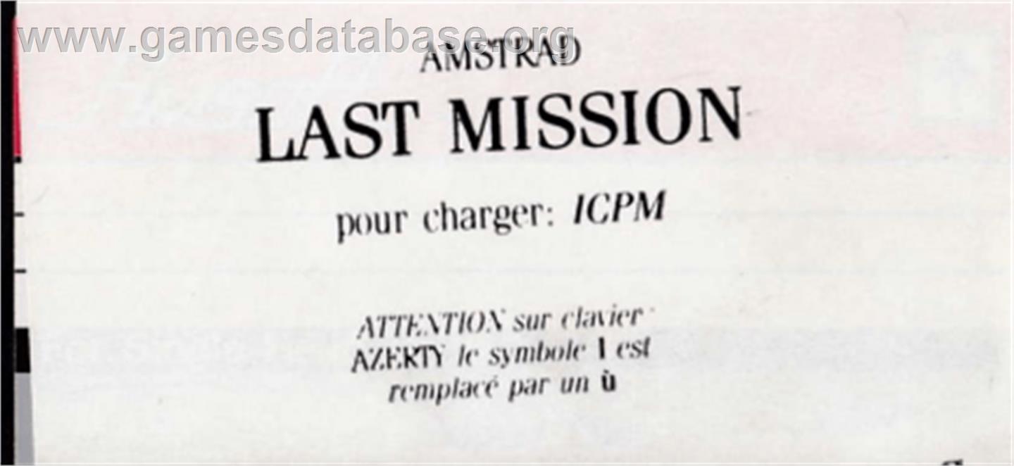 Last Mission - Amstrad CPC - Artwork - Cartridge Top