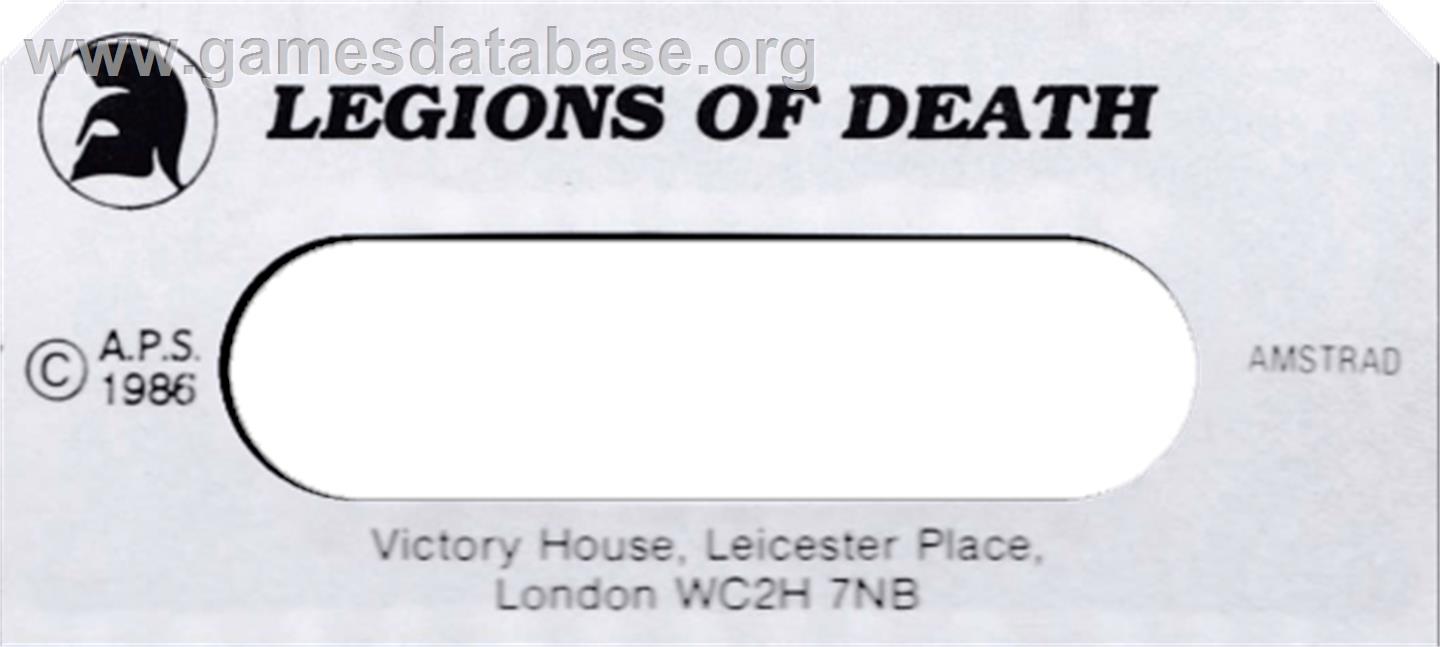 Legions Of Death - Amstrad CPC - Artwork - Cartridge Top