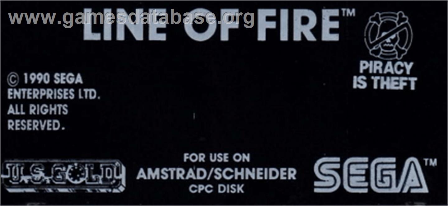 Line Of Fire - Amstrad CPC - Artwork - Cartridge Top