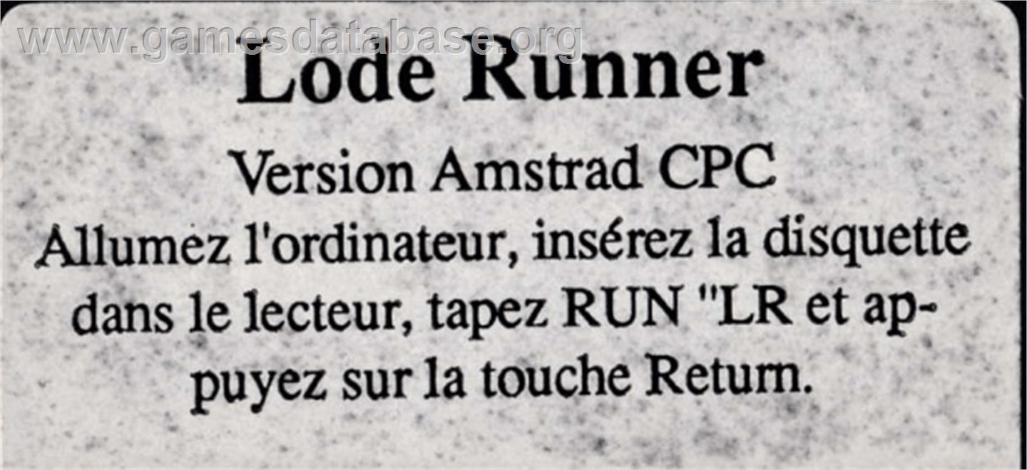 Lode Runner - Amstrad CPC - Artwork - Cartridge Top