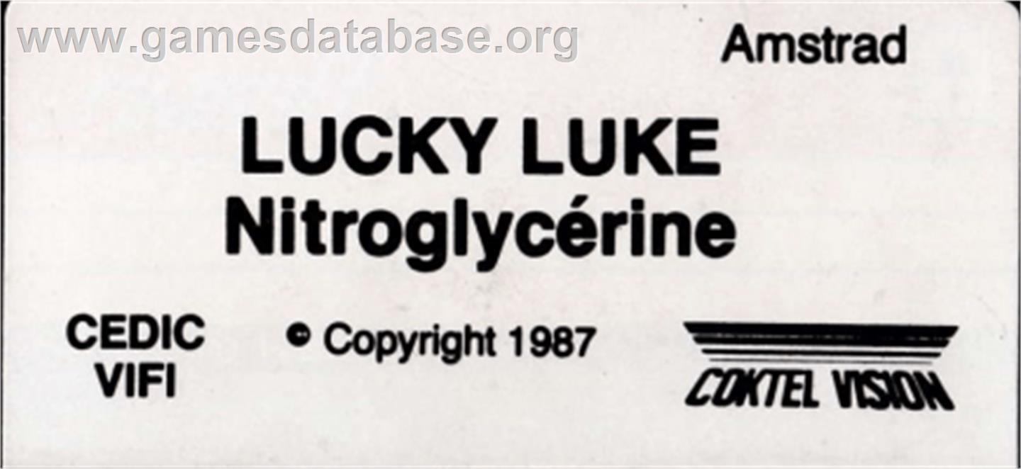 Lucky Luke: Nitroglycerine - Amstrad CPC - Artwork - Cartridge Top