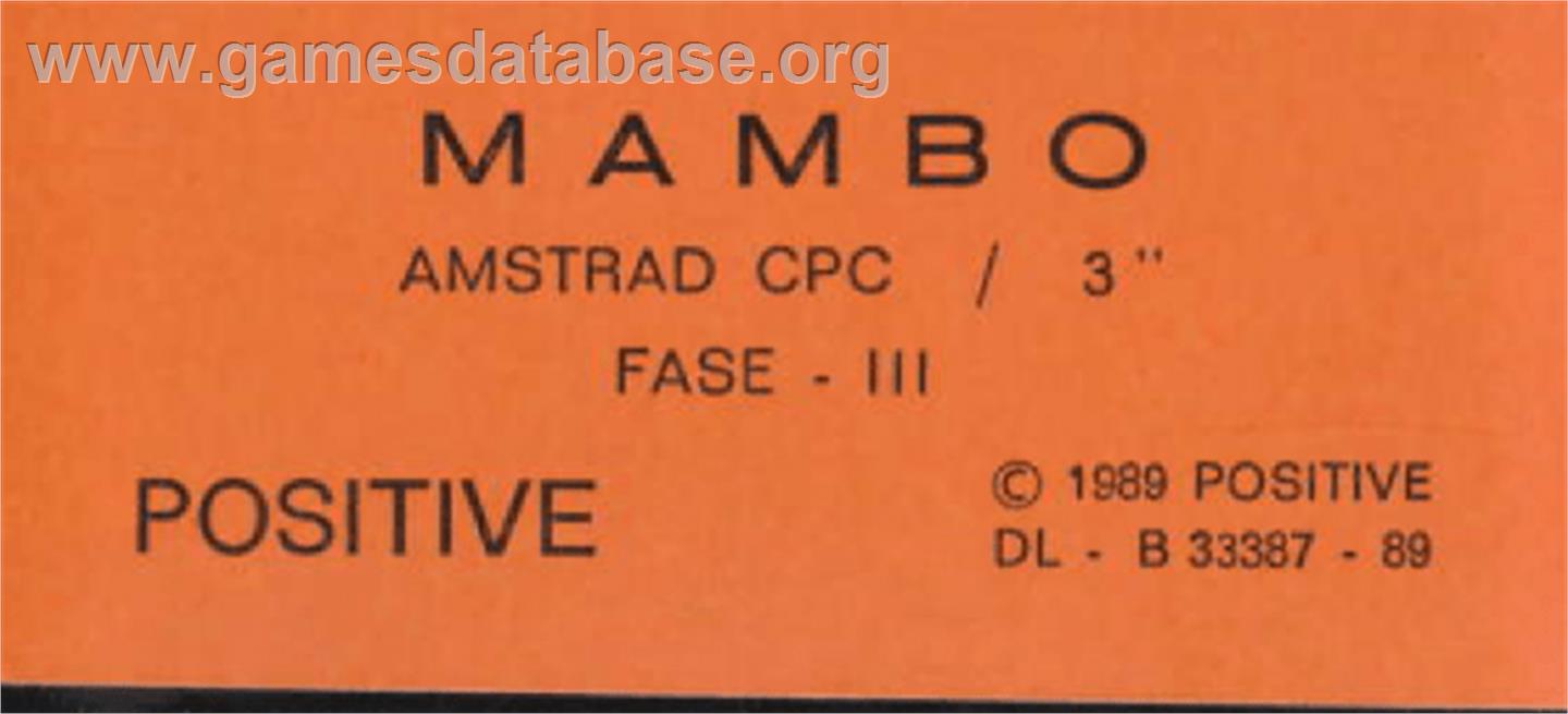 Mambo - Amstrad CPC - Artwork - Cartridge Top