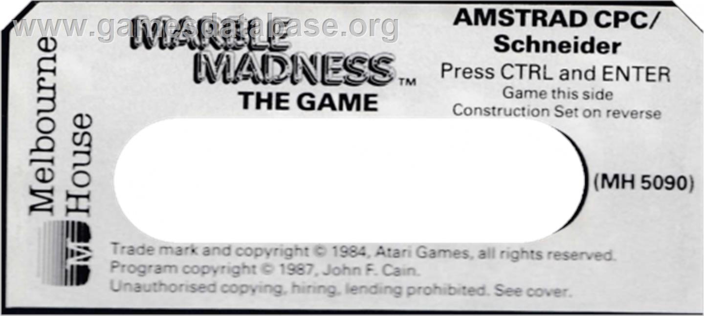 Marble Madness Deluxe Edition - Amstrad CPC - Artwork - Cartridge Top