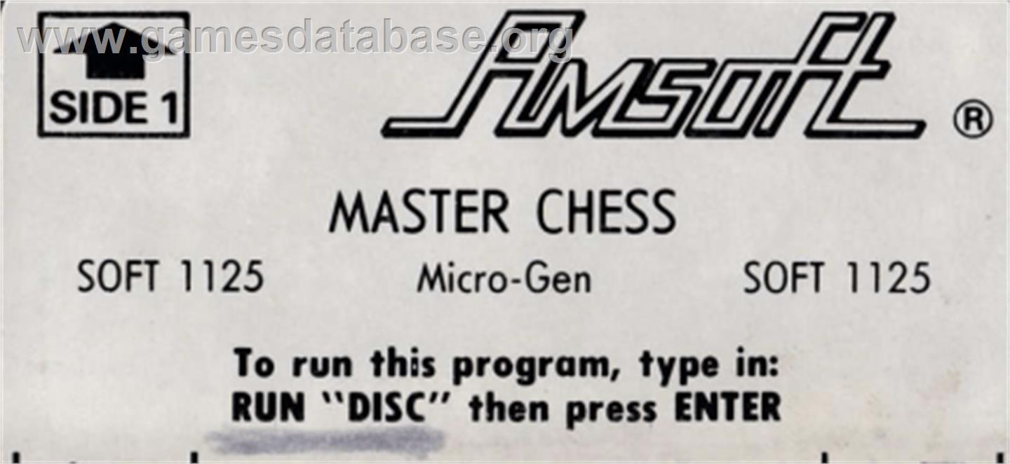 Master Chess (Mastertronic) - Amstrad CPC - Artwork - Cartridge Top