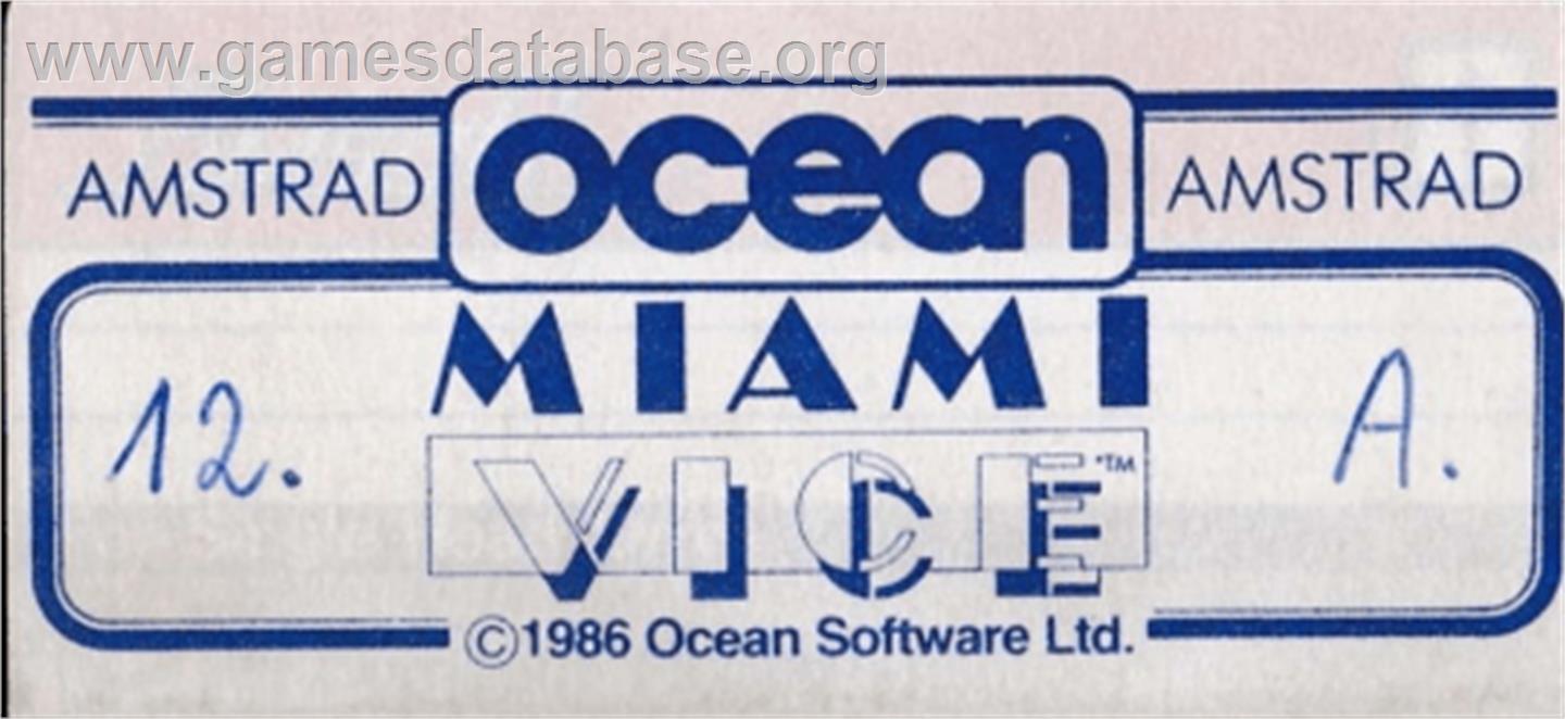 Miami Vice - Amstrad CPC - Artwork - Cartridge Top