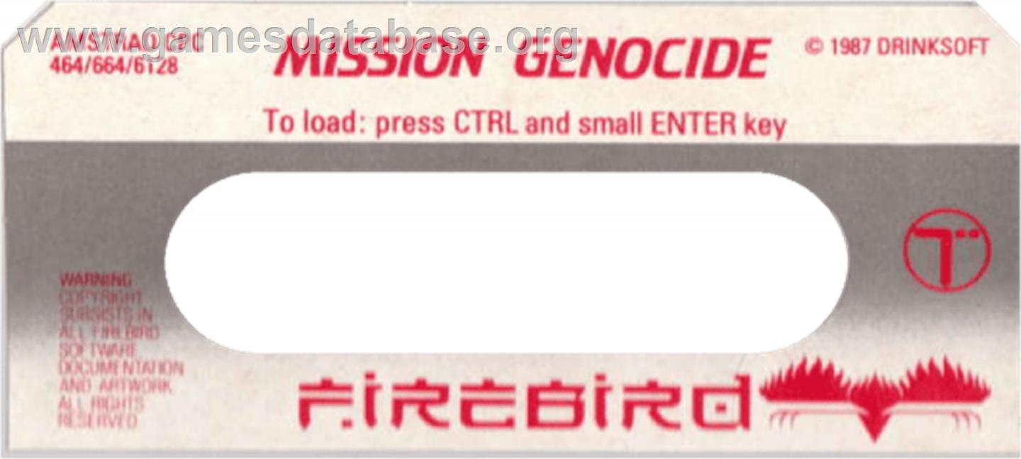 Mission Genocide - Amstrad CPC - Artwork - Cartridge Top
