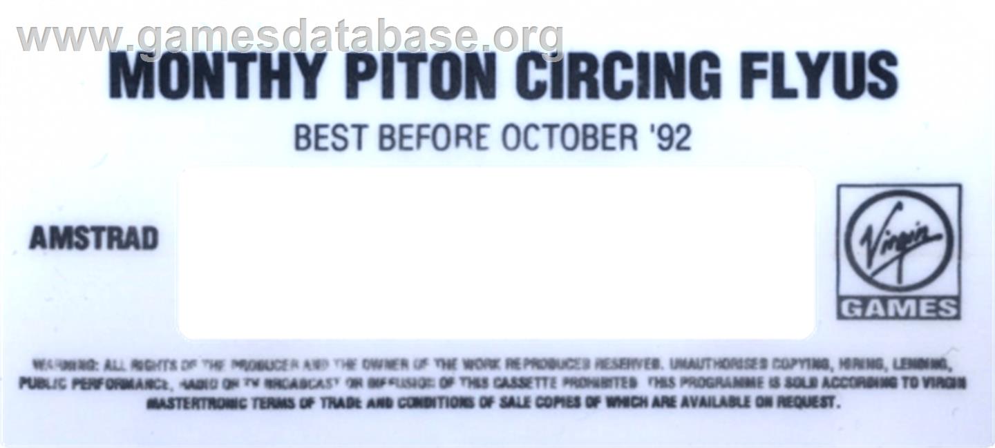 Monty Python's Flying Circus - Amstrad CPC - Artwork - Cartridge Top