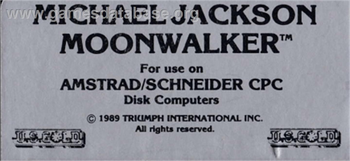 Moonwalker - Amstrad CPC - Artwork - Cartridge Top