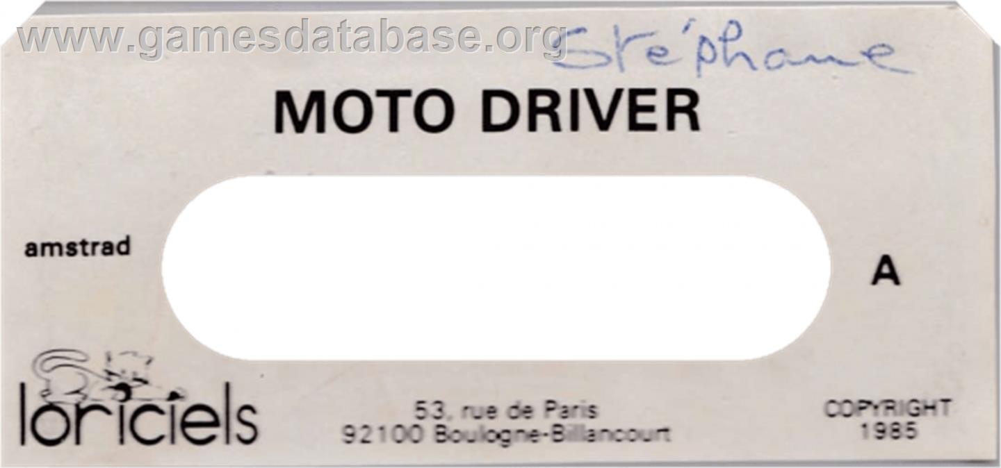 Moto Driver - Amstrad CPC - Artwork - Cartridge Top