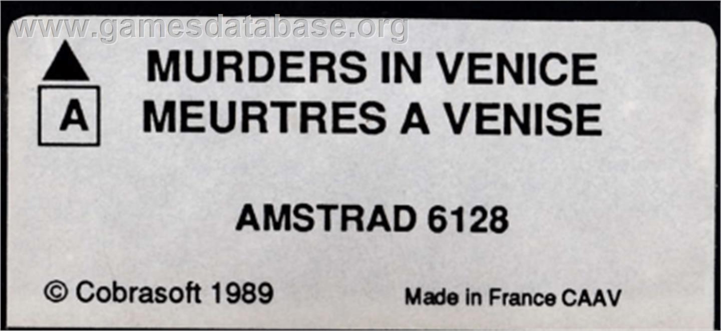 Murders in Venice - Amstrad CPC - Artwork - Cartridge Top
