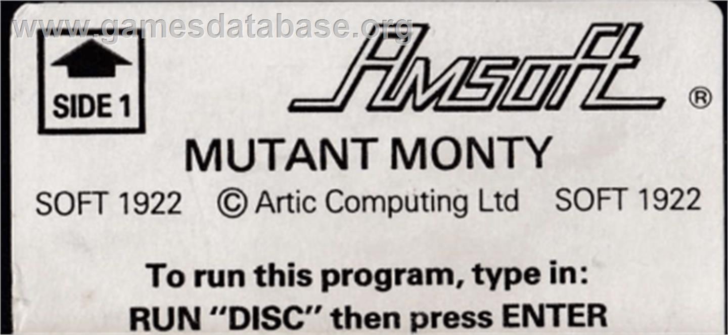 Mutant Monty - Amstrad CPC - Artwork - Cartridge Top