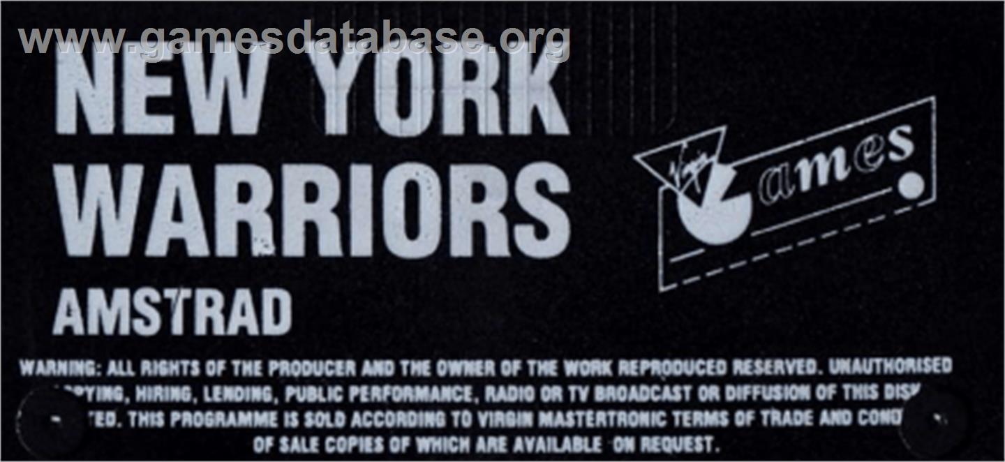 New York Warriors - Amstrad CPC - Artwork - Cartridge Top