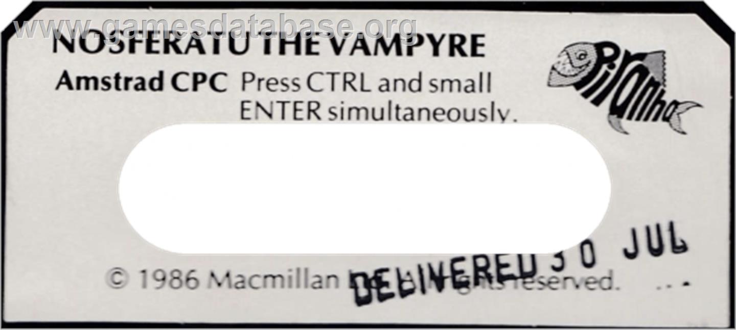Nosferatu the Vampyre - Amstrad CPC - Artwork - Cartridge Top