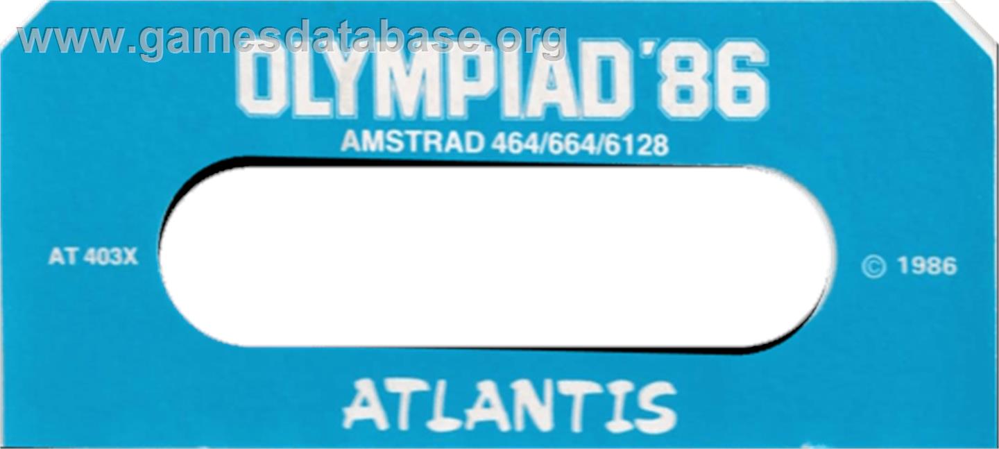 Olympiad '86 - Amstrad CPC - Artwork - Cartridge Top