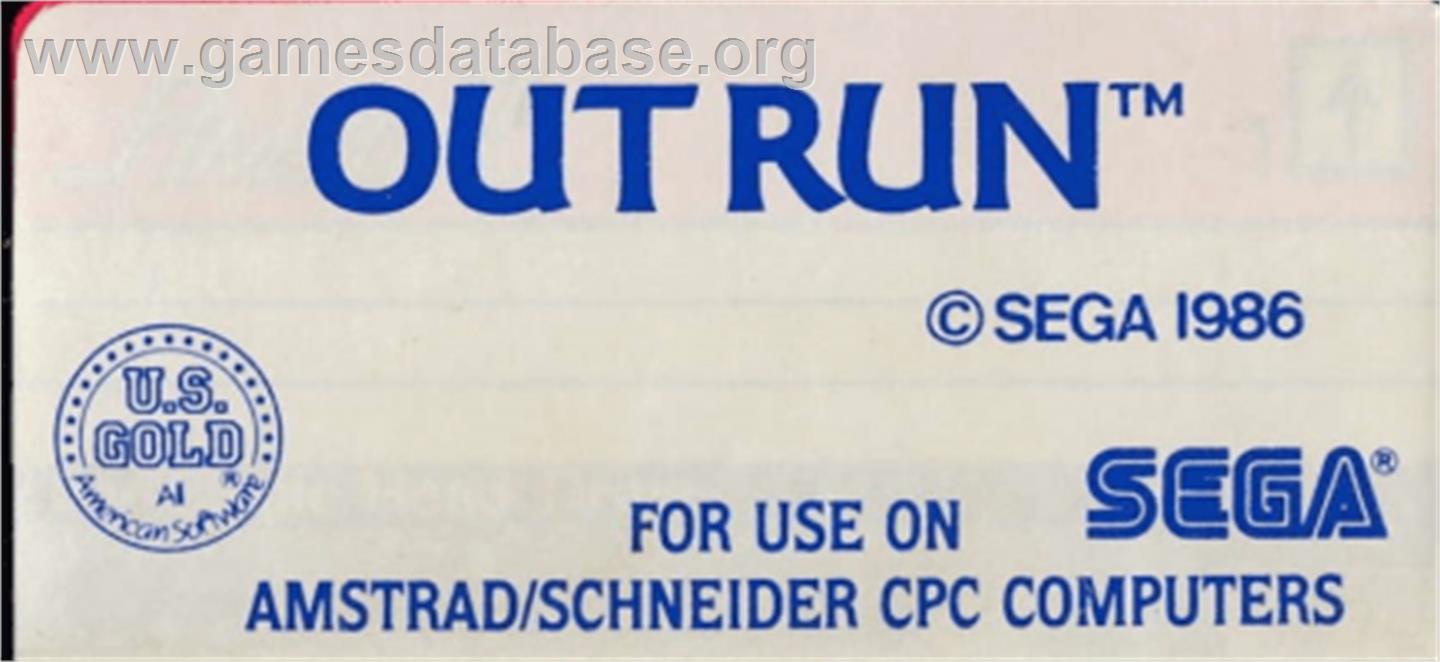Out Run - Amstrad CPC - Artwork - Cartridge Top