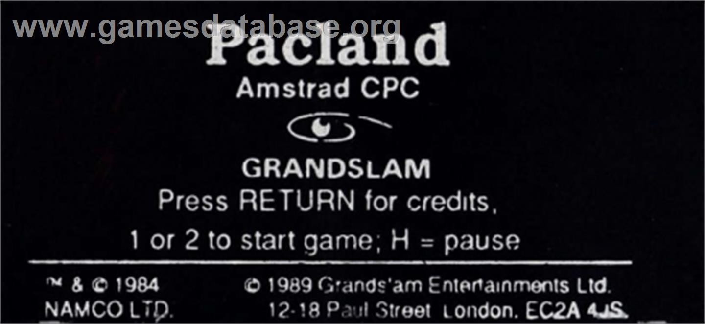 Pac-Land - Amstrad CPC - Artwork - Cartridge Top