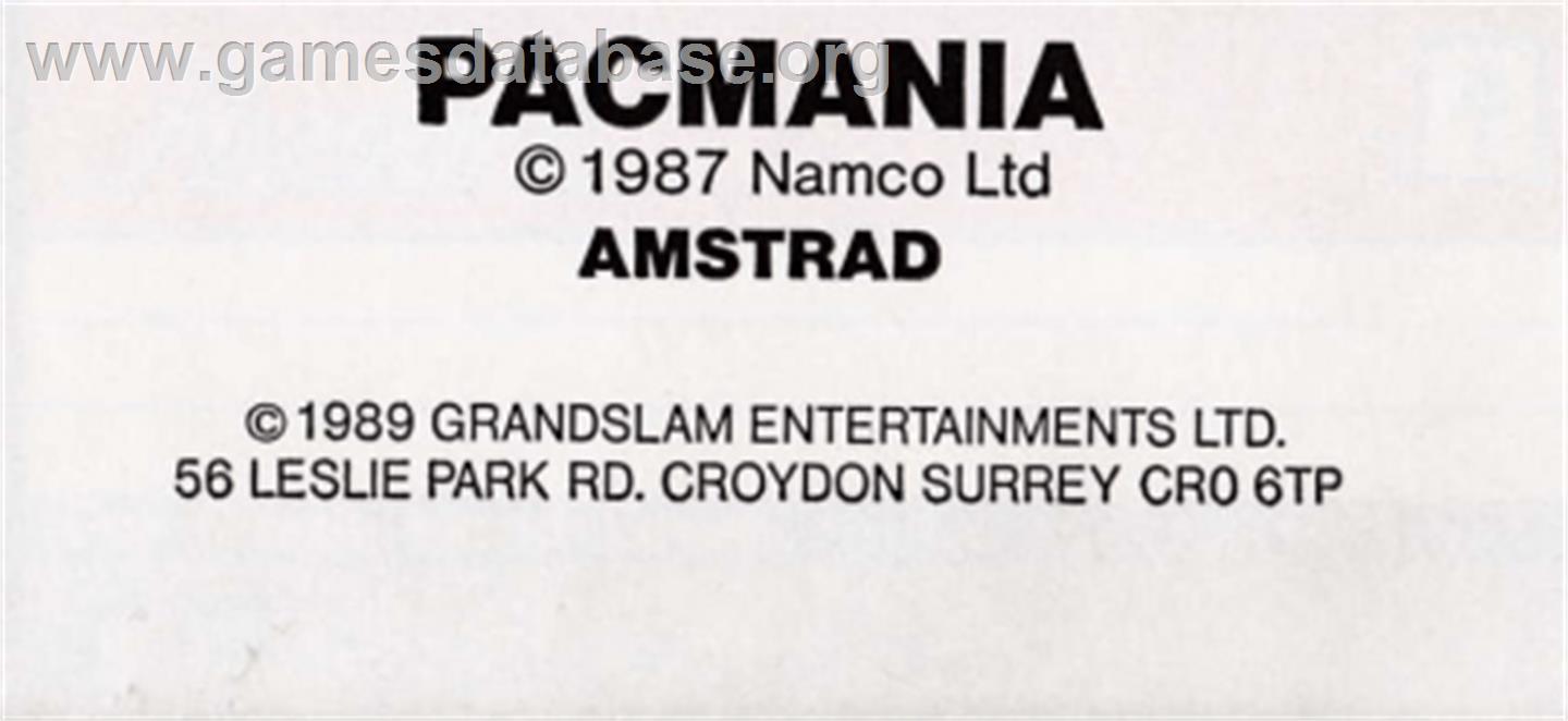 Pac-Mania - Amstrad CPC - Artwork - Cartridge Top