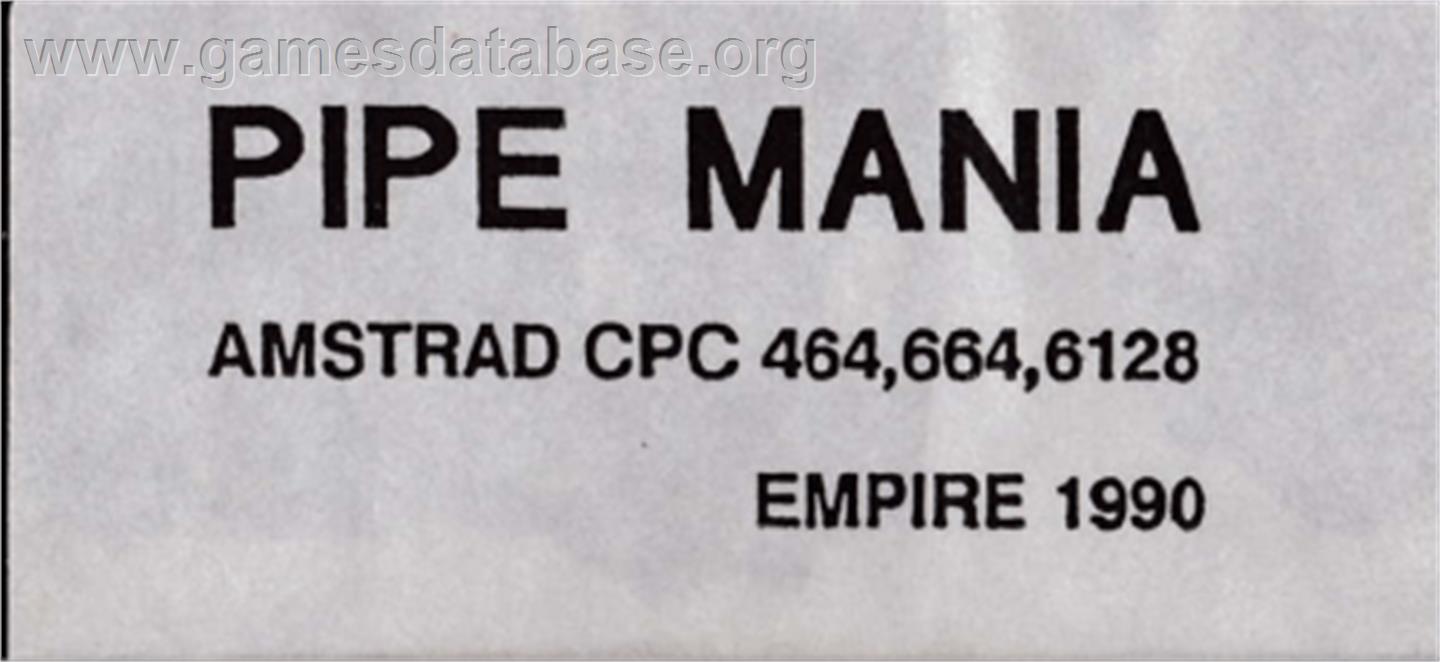 Pipe Mania - Amstrad CPC - Artwork - Cartridge Top
