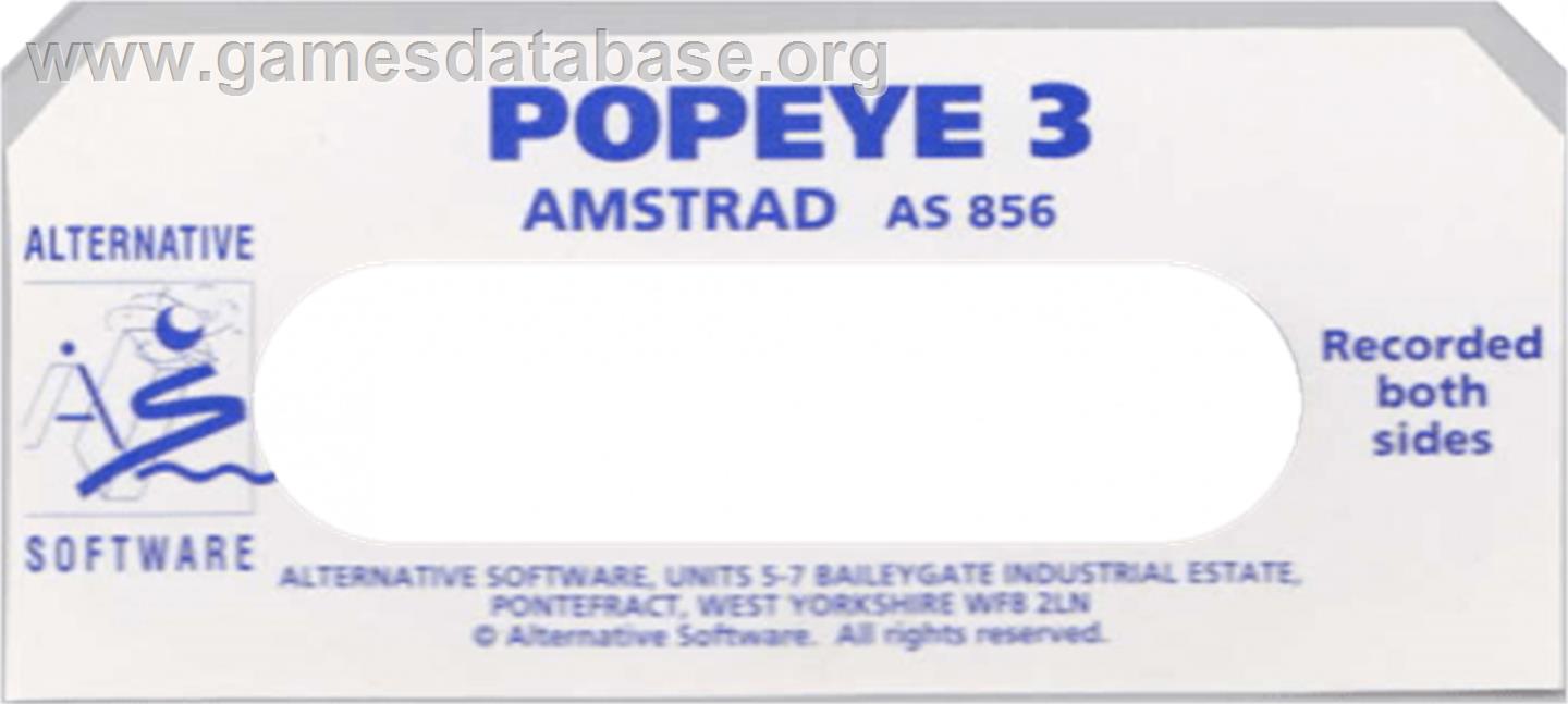 Popeye 3 - Wrestle Crazy - Amstrad CPC - Artwork - Cartridge Top