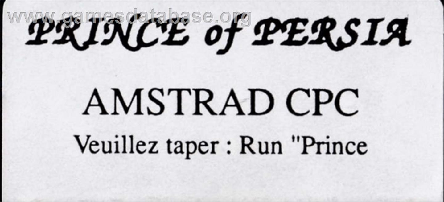 Prince of Persia - Amstrad CPC - Artwork - Cartridge Top