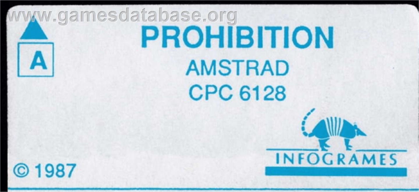 Prohibition - Amstrad CPC - Artwork - Cartridge Top
