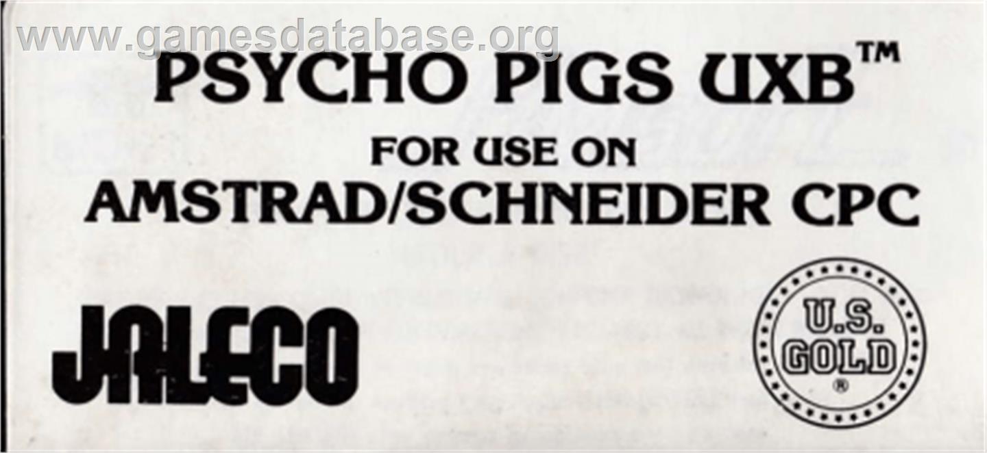 Psycho Pigs UXB - Amstrad CPC - Artwork - Cartridge Top