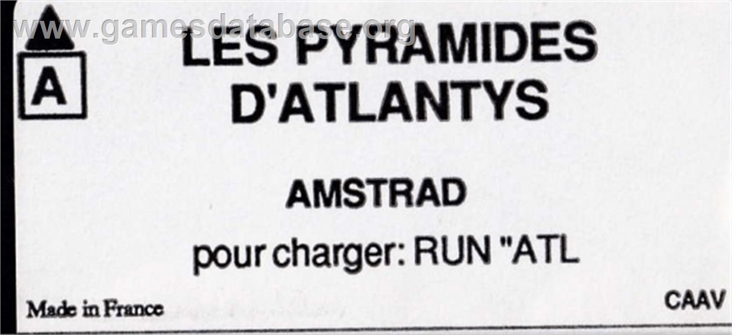 Pyramides d'Atlantys, Les - Amstrad CPC - Artwork - Cartridge Top