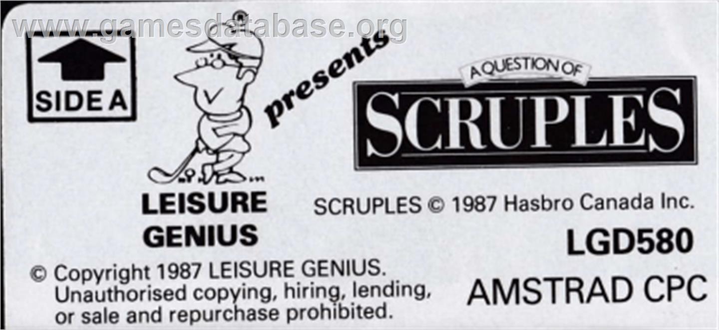 Question Of Scruples, A - Amstrad CPC - Artwork - Cartridge Top