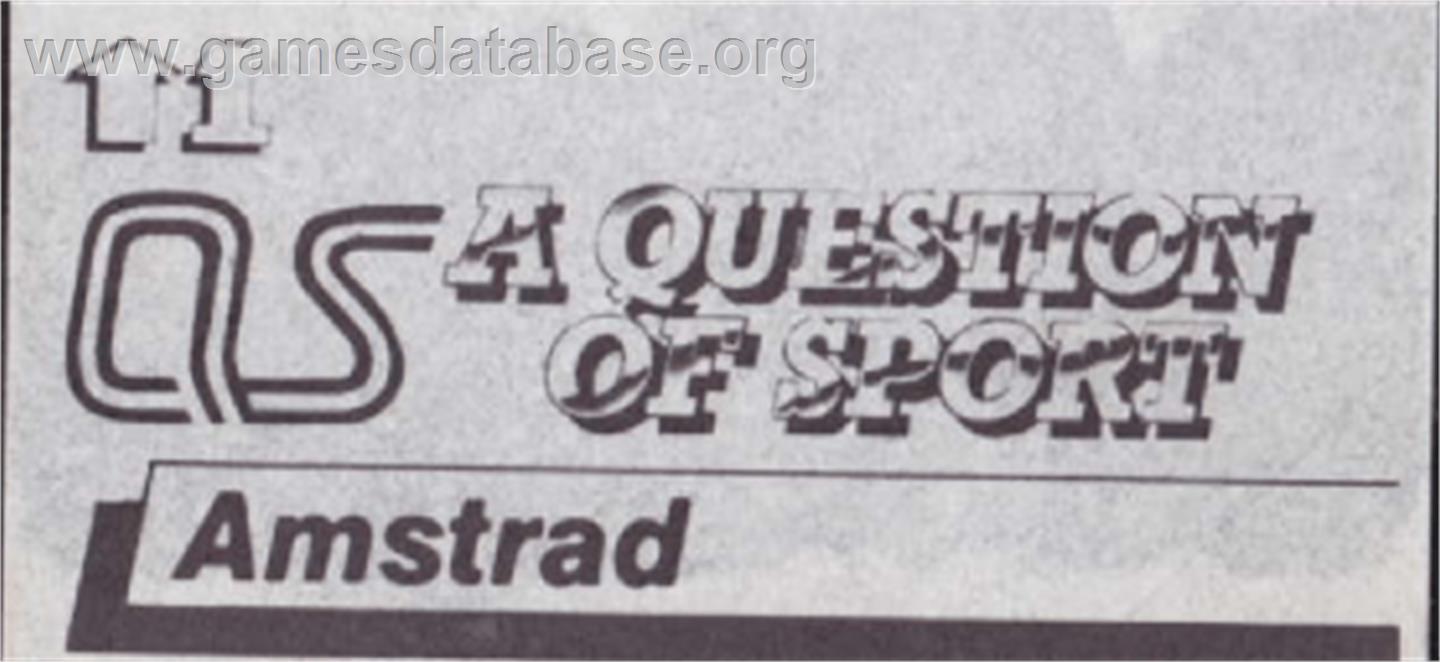 Question Of Sport, A - Amstrad CPC - Artwork - Cartridge Top