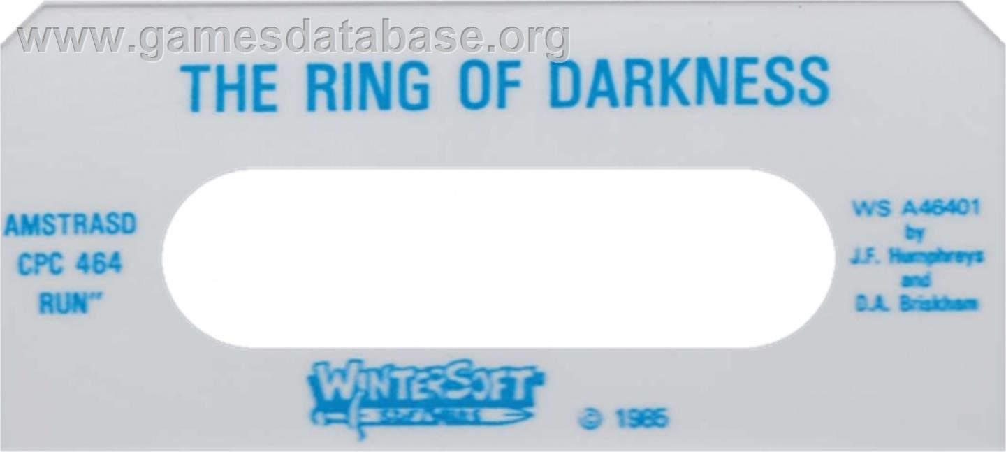 Ring Of Darkness, The - Amstrad CPC - Artwork - Cartridge Top