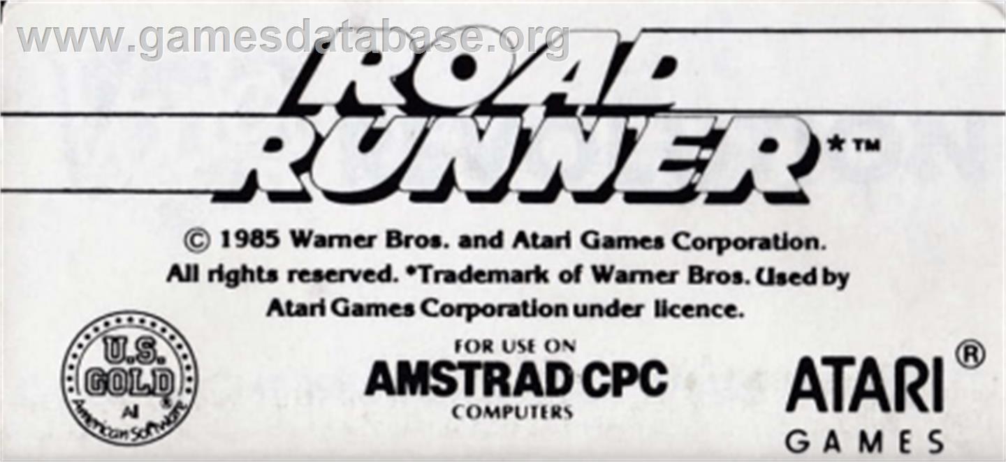 Road Runner - Amstrad CPC - Artwork - Cartridge Top