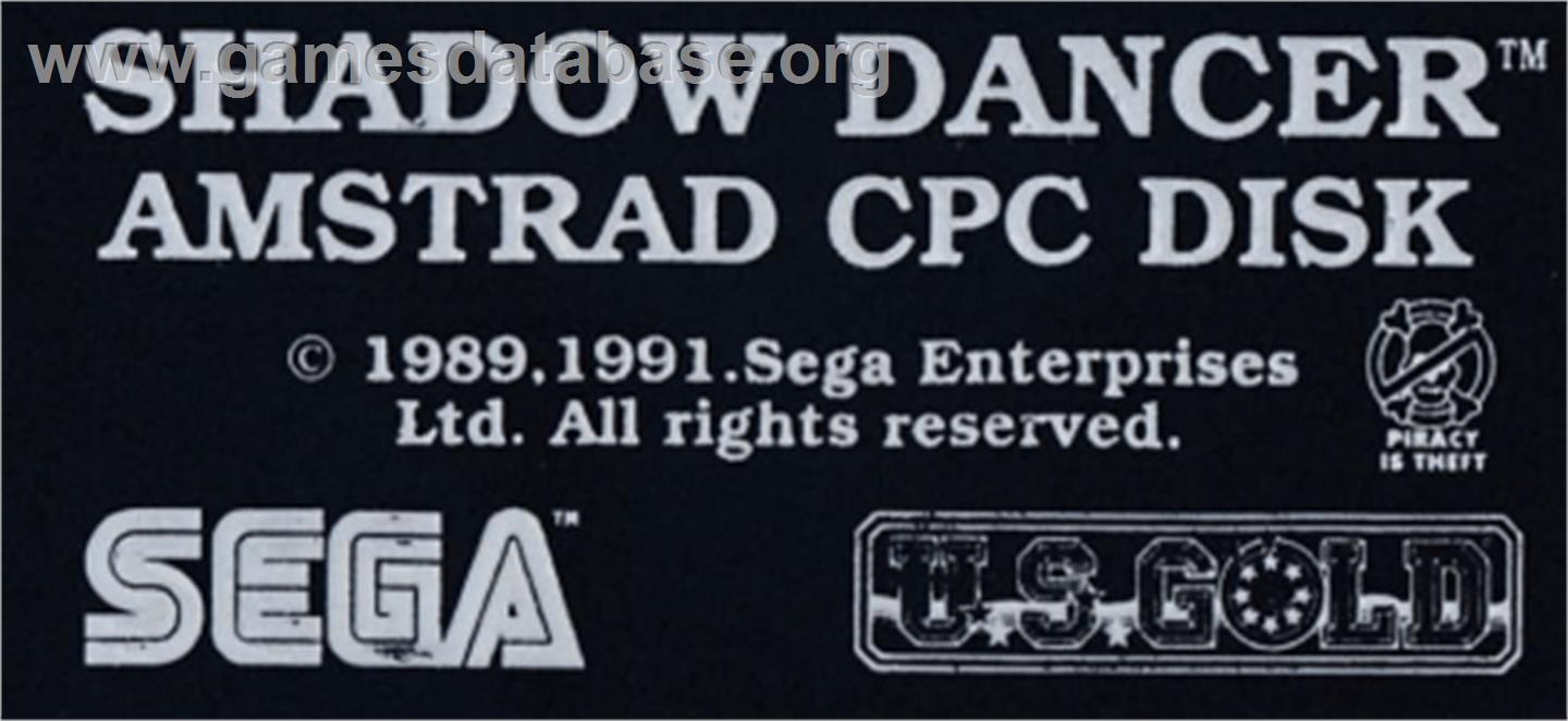 Shadow Dancer - Amstrad CPC - Artwork - Cartridge Top