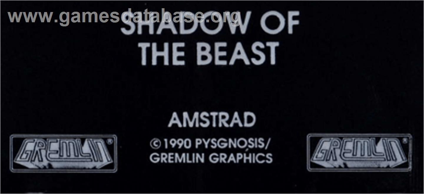 Shadow Of The Beast - Amstrad CPC - Artwork - Cartridge Top
