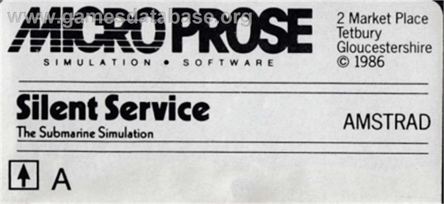 Silent Service: The Submarine Simulation - Amstrad CPC - Artwork - Cartridge Top